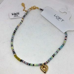 LOFT Gold Tone Heart Pendant Necklace